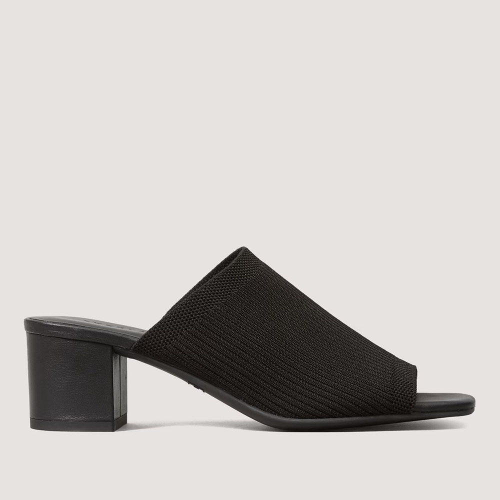 Everlane Black Ribbed Mules with Block Heel